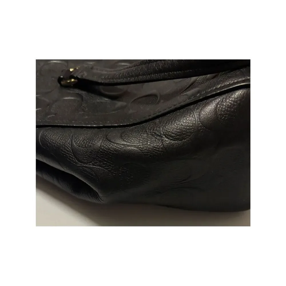 Rare~ Coach STANTON CARRYALL 26 IN SIGNATURE EMBOSSED Black LEATHER